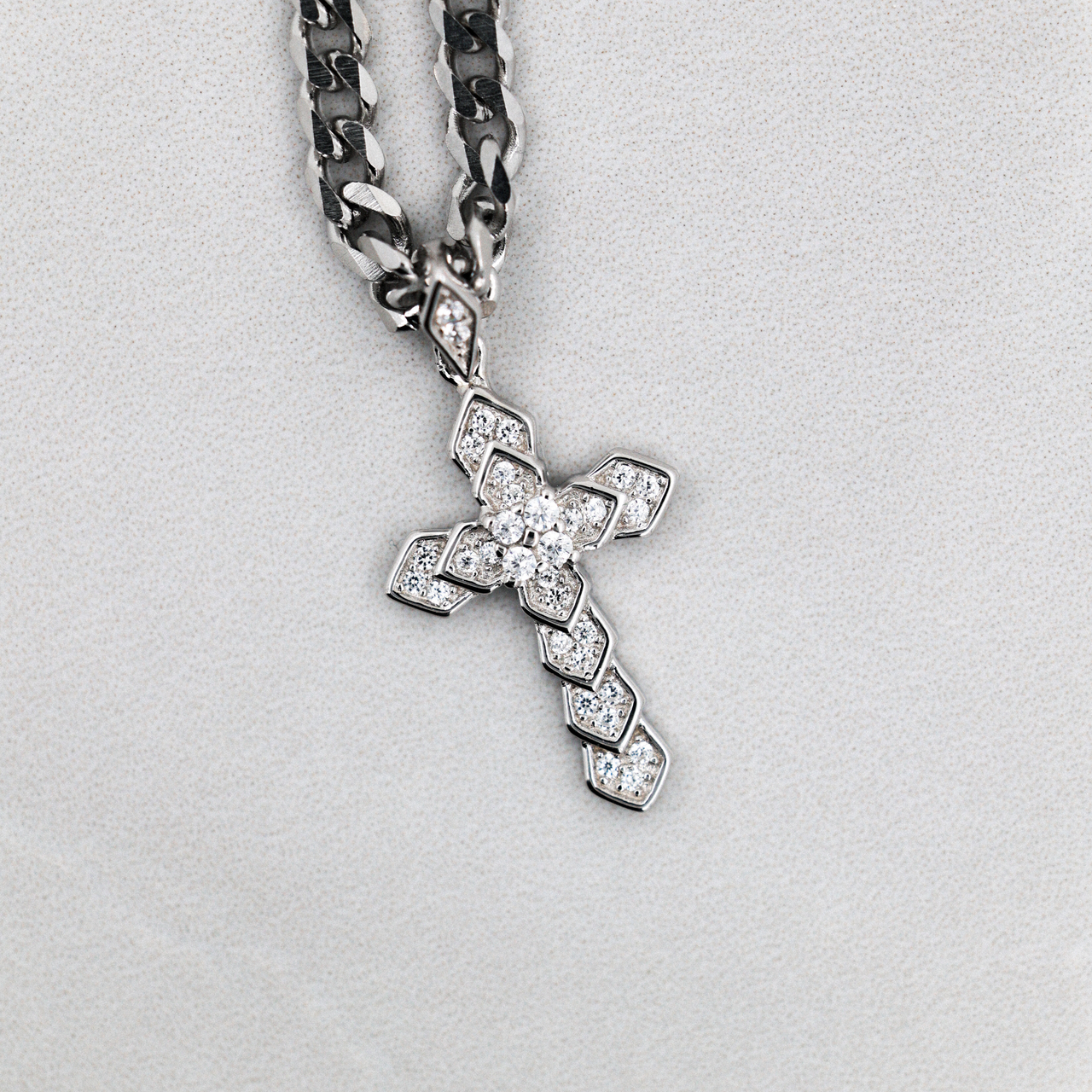 .925 lotus cross pendant & necklace