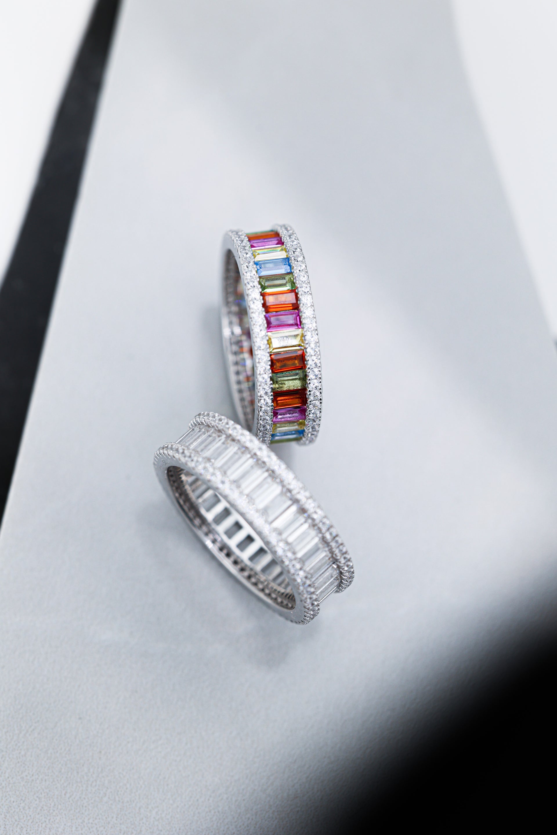 .925 silver #singlerow multi-color ring