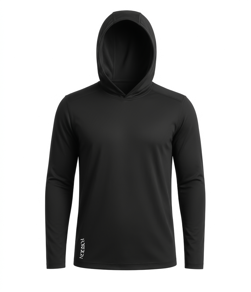 The Sunrunner Hoodie in Black, front view