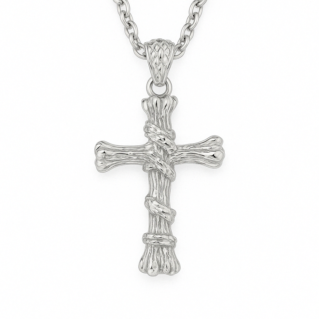 .925 bone cross pendant & necklace