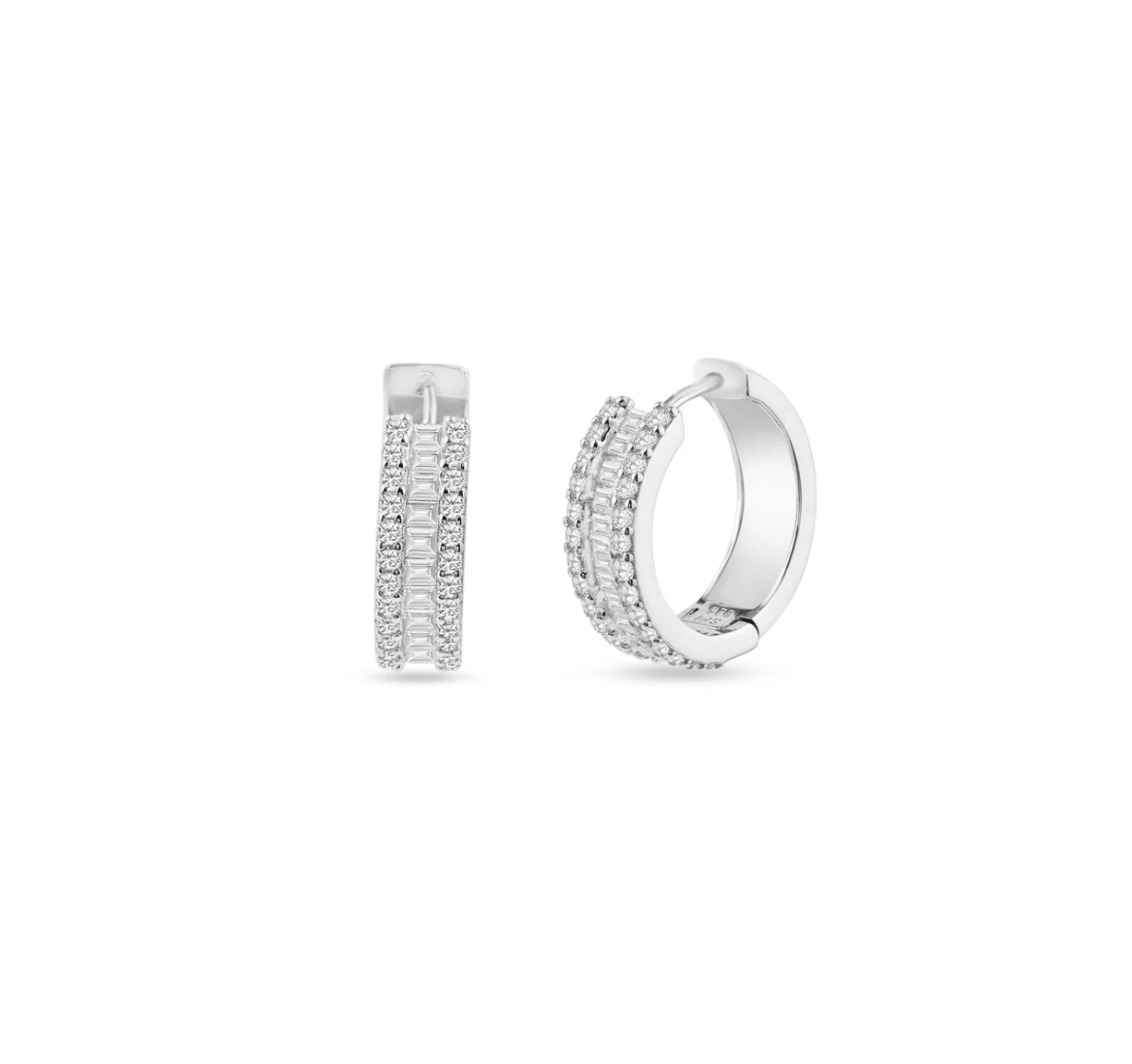 Silver Pave Hoops