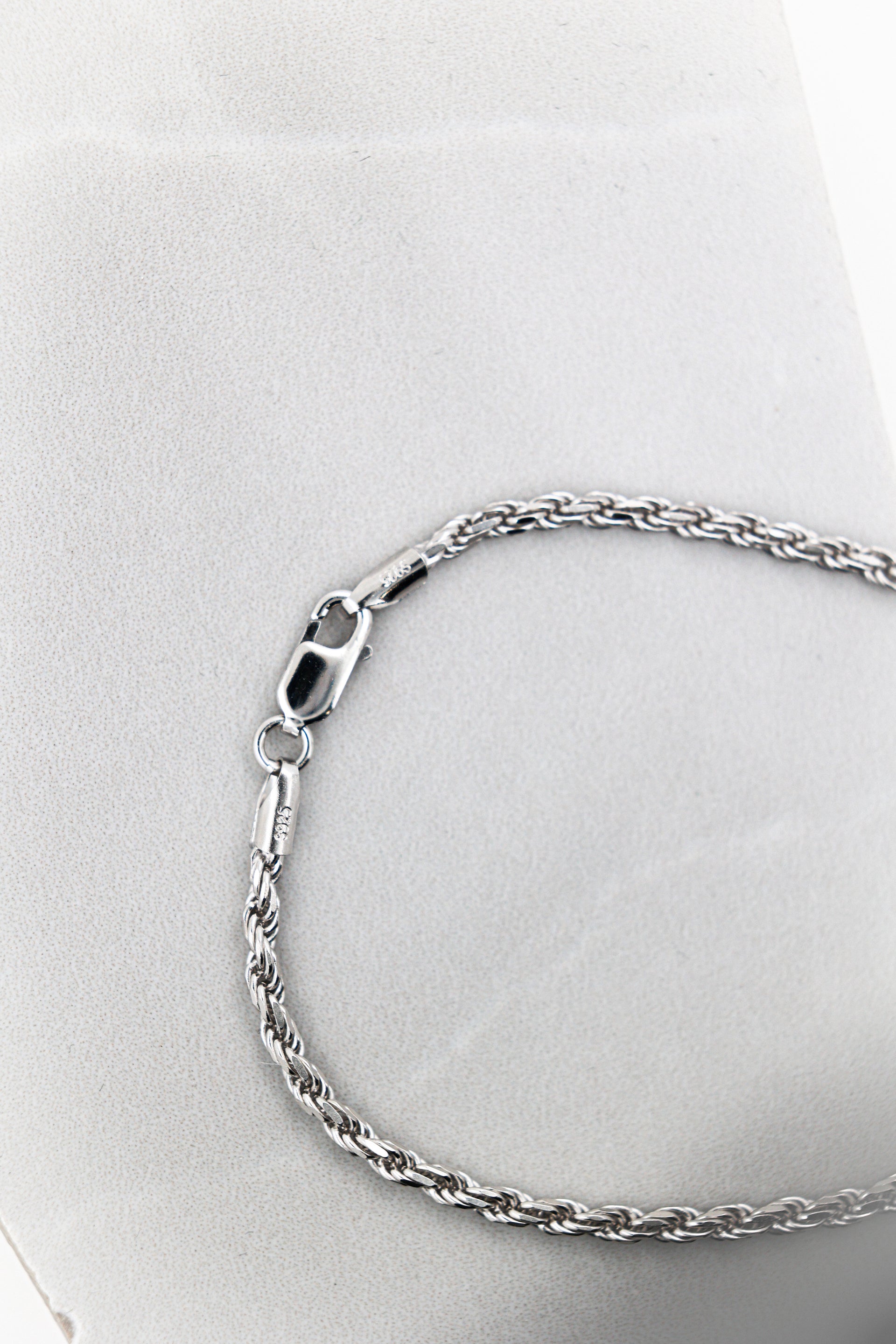 .925 solid silver 2mm rope bracelet