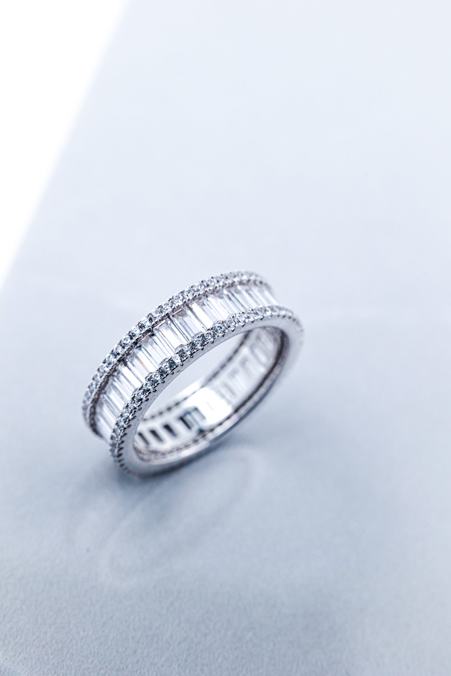 .925 silver all white #singlerow baguette ring
