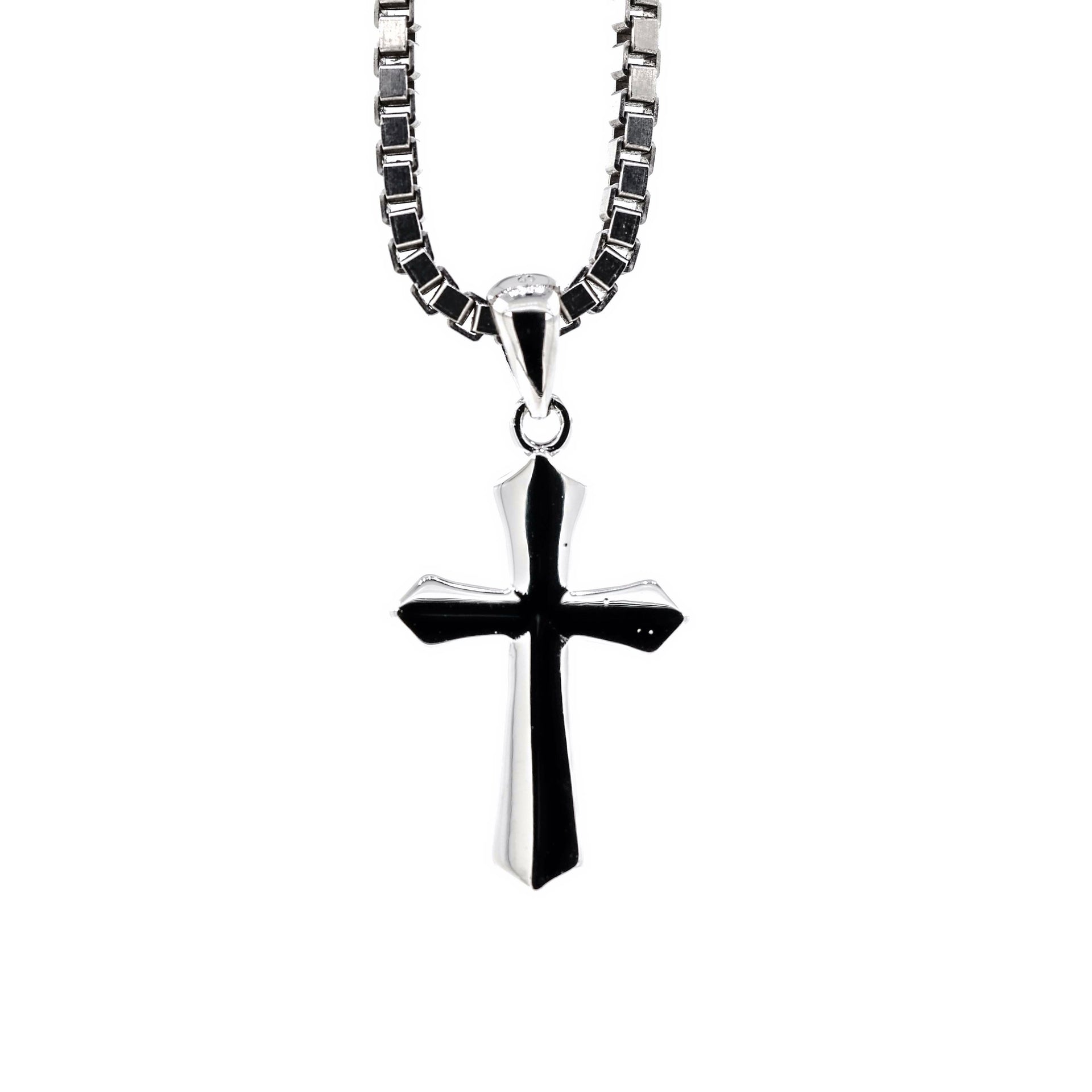 .925 plain cross pendant & necklace